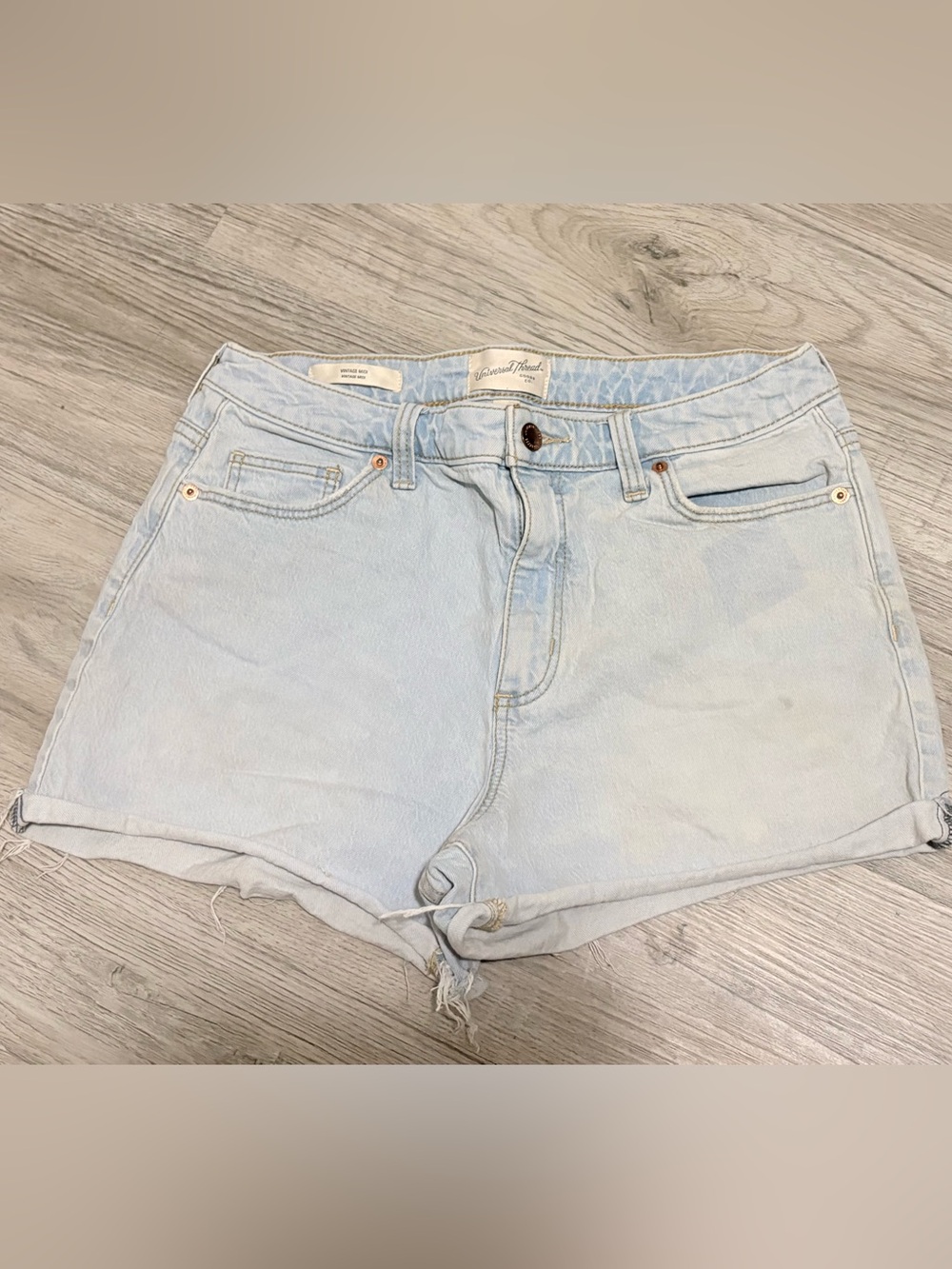 Universal Thread Light Blue Denim Shorts with Gold Stitching